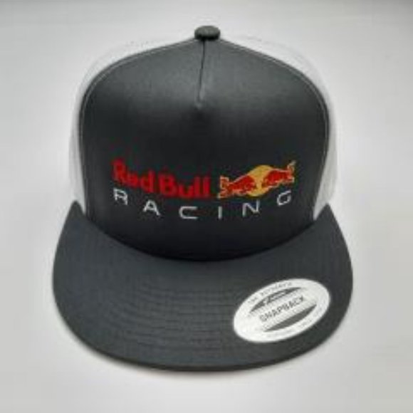 Red Bull Racing Flat Bill Mesh Snapback Hat Cap Embroidered Logo - Picture 2 of 4